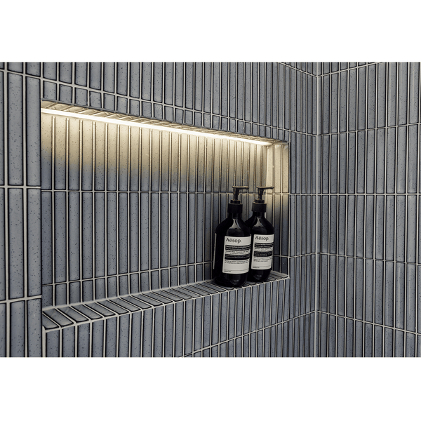 Kit Kat Light Grey Concave Mosaic 145x20 - Stone and Tile Projects