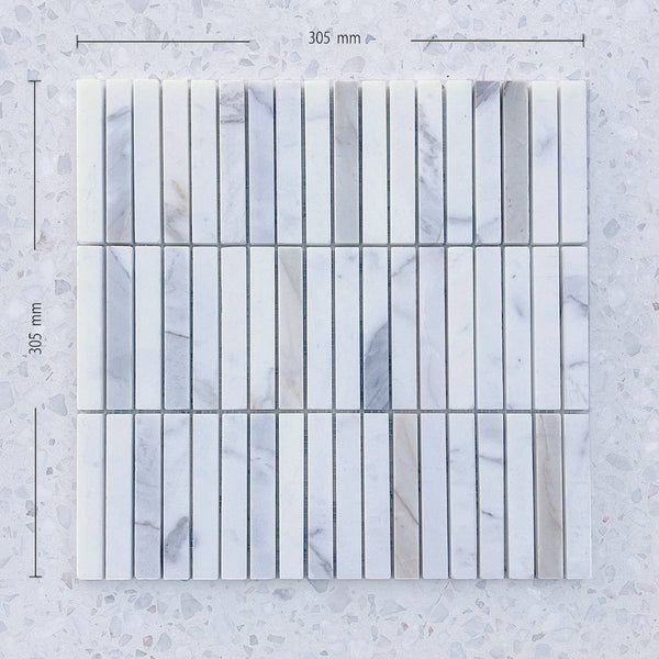 Kit Kat Calacatta Gold Finger Mosaic - Stone and Tile Projects