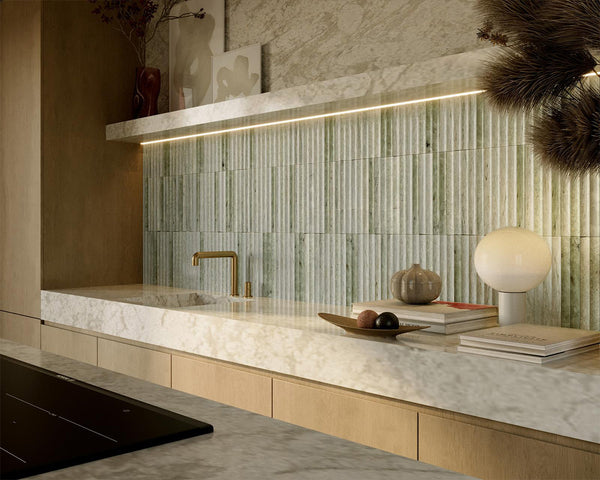 Paradiso Green Concave Jumbo Mosaic - Stone and Tile Projects