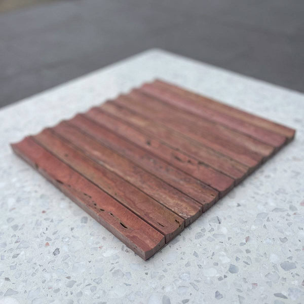 Rosso Concave Travertine Mosaic - Stone and Tile Projects