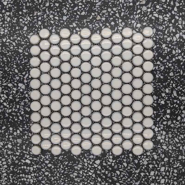Antique White Penny Round Mosaic 28 Dia