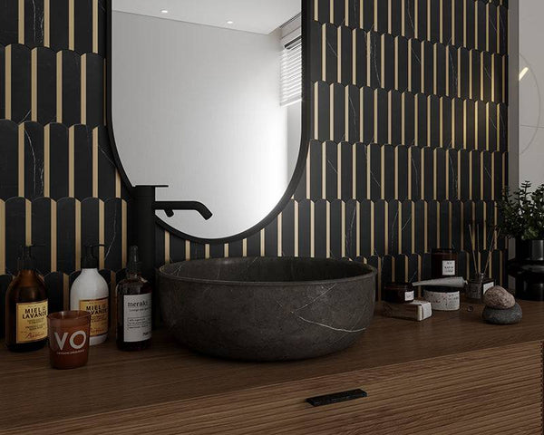 Arco Nero Marquina Marble Mosaic - Stone and Tile Projects