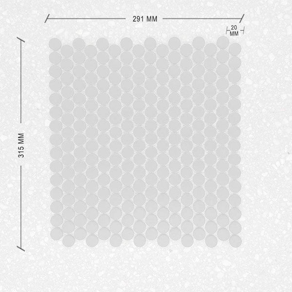 Carbon Black Penny Round Mosaic 20 Dia + DIM