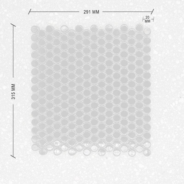 Black Gloss Penny Round Mosaic 20 Dia + DIM