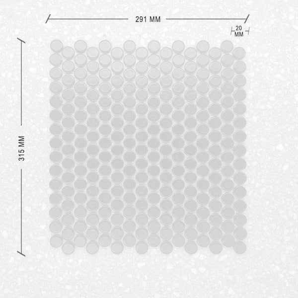 Black Matt Penny Round Mosaic 20 Dia + DIM