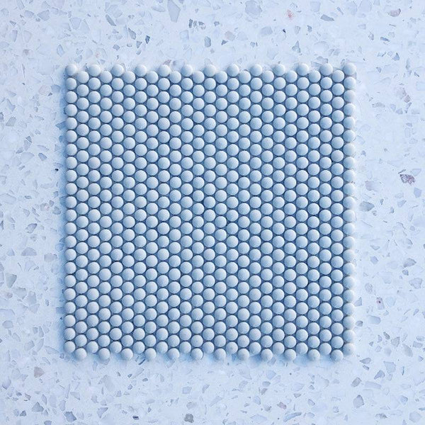 Mix Baby Blue Penny Round 10 Dia - Stone and Tile Projects
