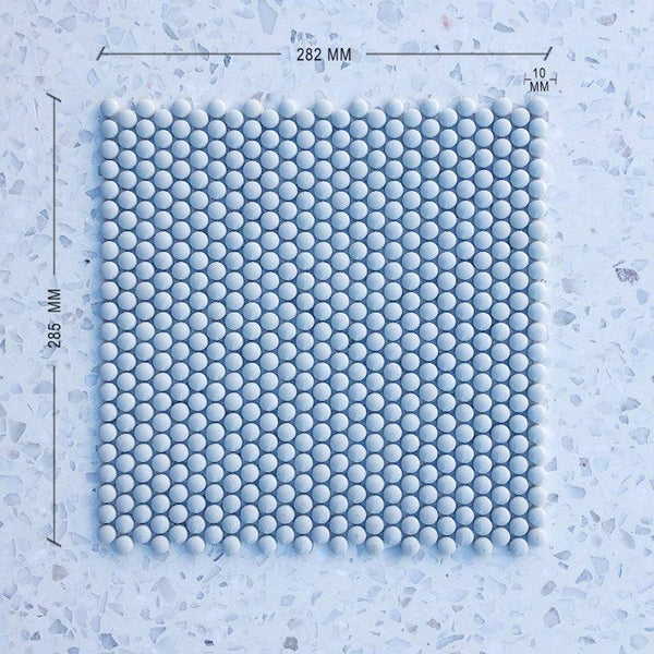 Mix Baby Blue Penny Round 10 Dia - Stone and Tile Projects