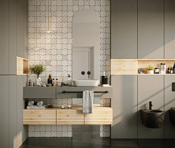 Bianco Moroccan Star and Cross Ceramic - Stone and Tile Projects