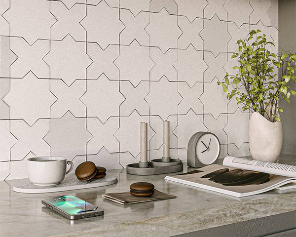 Bianco Moroccan Star and Cross Ceramic - Stone and Tile Projects