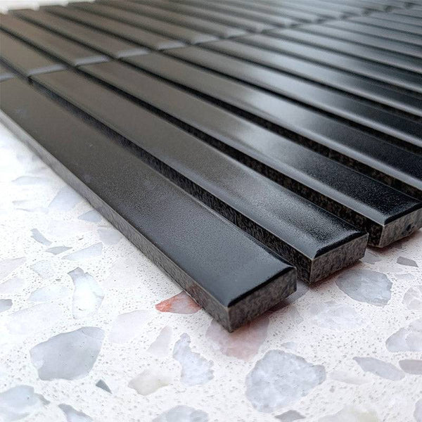 Slim Kit Kat Black Mosaic 145x15 - Stone and Tile Projects