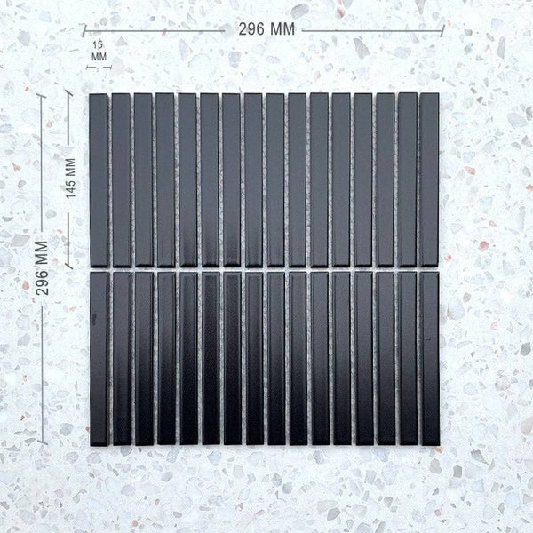 Slim Kit Kat Black Mosaic 145x15 - Stone and Tile Projects