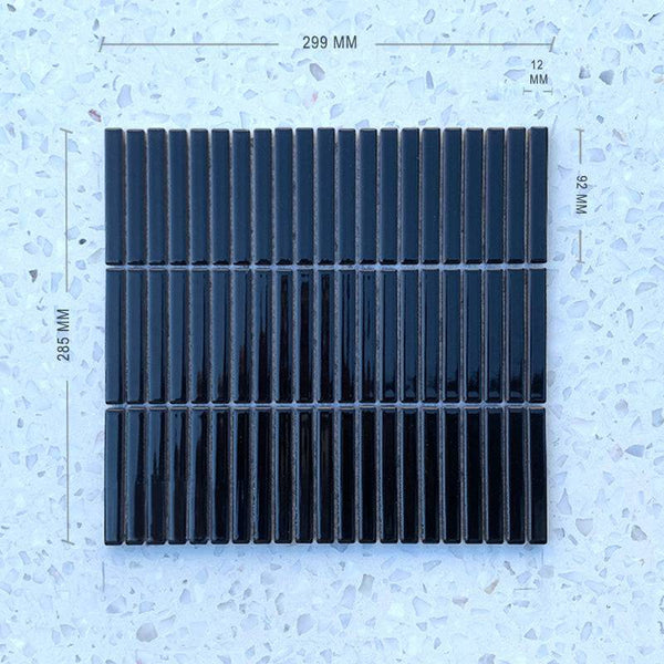 Black Stix Porcelain Mosaic 92x12 - Stone and Tile Projects