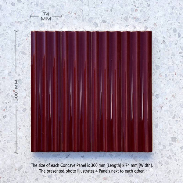 Bologna Decor Maroon Concave Italian Porcelain - Stone and Tile Projects