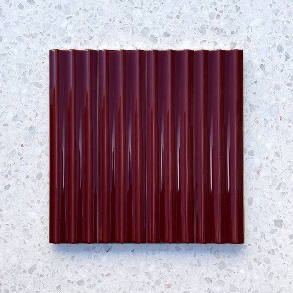 Bologna Decor Maroon Concave Italian Porcelain - Stone and Tile Projects