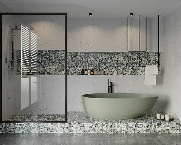 Calacatta Ice Jade Marble Mosaic 75x75 - Stone and Tile Projects