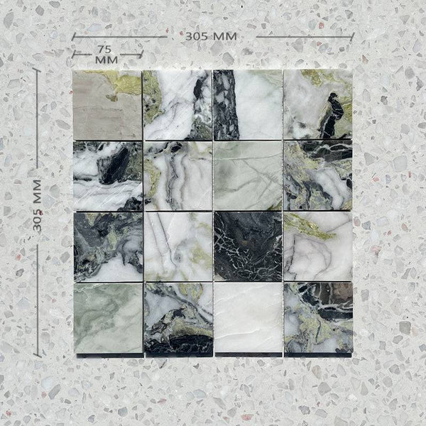 Calacatta Ice Jade Marble Mosaic 75x75 - Stone and Tile Projects
