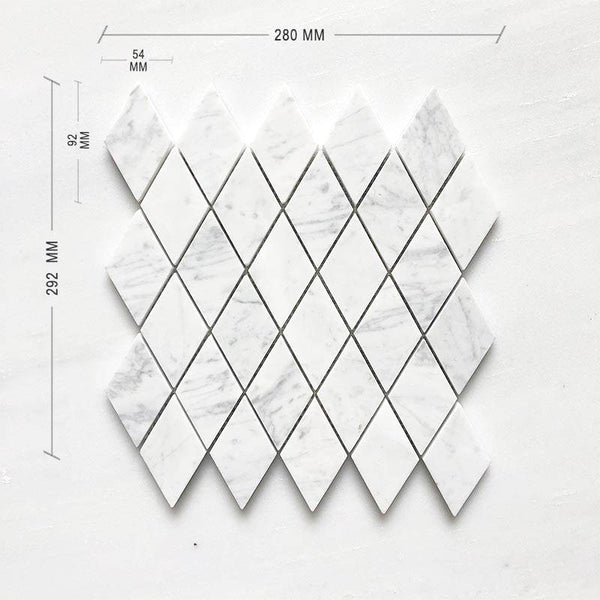 CARRARA BIANCO DIAMOND 92X54 DIAMENSION