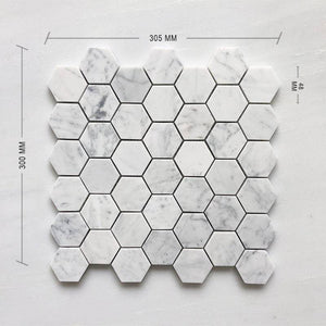 Carrara Bianco Hexagon Mosaic 48 Dia - Stone and Tile Projects