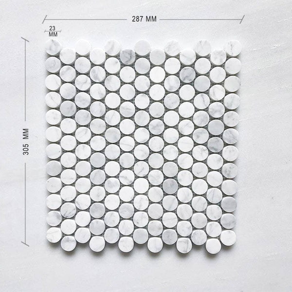 CARRARA BIANCO PENY ROUND 23 DIA DIMENSION