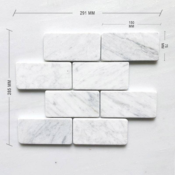 CARRARA BIANCO TUMBLE SUBWAY 150x75 dimension