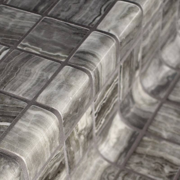 Corner Tigrato Safe Glass Mosaic Pool Tile - Stone and Tile Projects