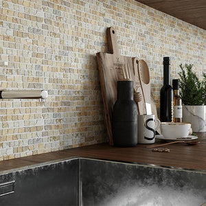 Cairo Mini Bricks Travatino Mosaic - Stone and Tile Projects