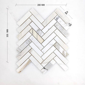Calacatta Gold Herringbone 98x25 Dimension