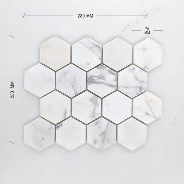 Calacatta Gold Hexagon Mosaic 70 Dia + DIM