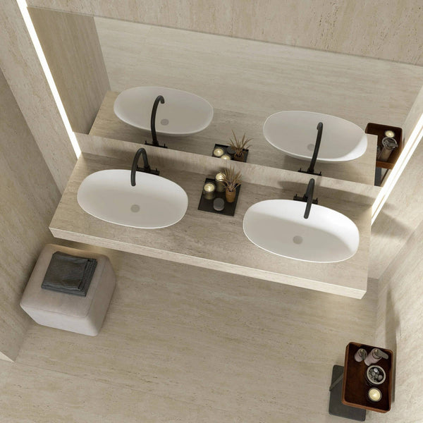 Cappella Pearl Veincut Travertine Italian Porcelain - Stone and Tile Projects