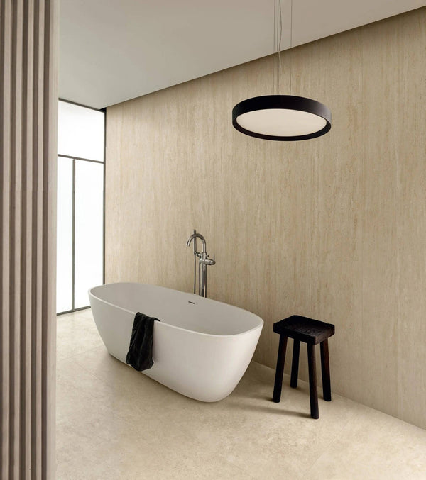 Cappella Sand Crosscut Travertine Italian Porcelain - Stone and Tile Projects