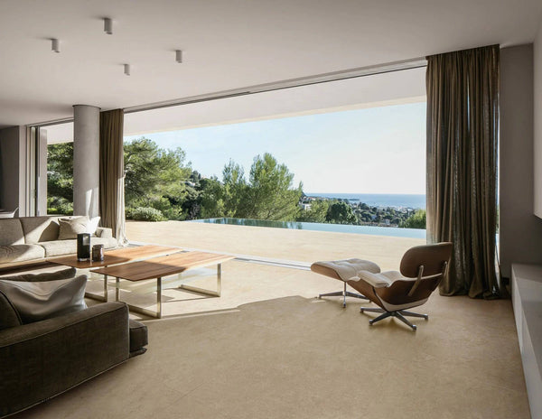 Cappella Sand Crosscut Travertine Italian Porcelain - Stone and Tile Projects