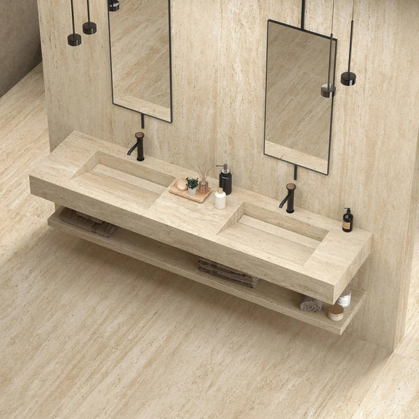 Cappella Sand Veincut Travertine Italian Porcelain - Stone and Tile Projects