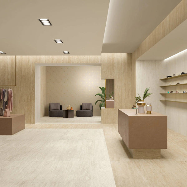 Cappella Sand Veincut Travertine Italian Porcelain - Stone and Tile Projects