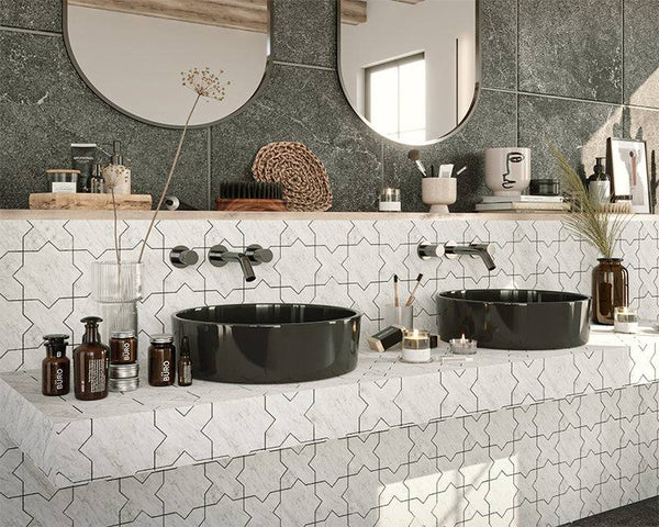 Carrara Bianco Star and Cross Geometria - Stone and Tile Projects