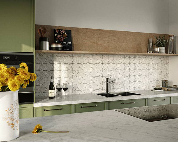Carrara Bianco Star and Cross Geometria - Stone and Tile Projects