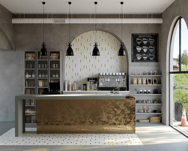 Carrara Tik Tax Gold Marble Mosaic - Stone and Tile Projects