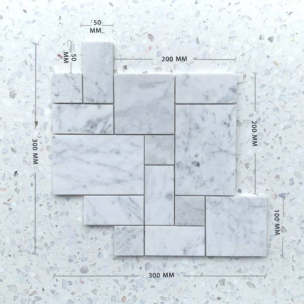 Carrara French Pattern Mosaic Tile - Stone and Tile Projects