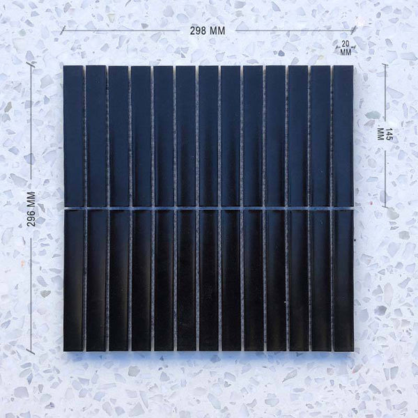 Kit Kat Black Concave Mosaic 145x20 - Stone and Tile Projects