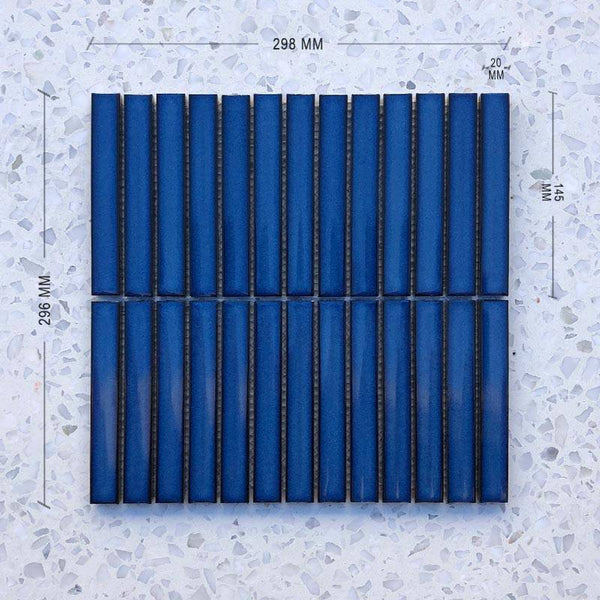Kit Kat Cobalt Blue Concave Mosaic 145x20 - Stone and Tile Projects