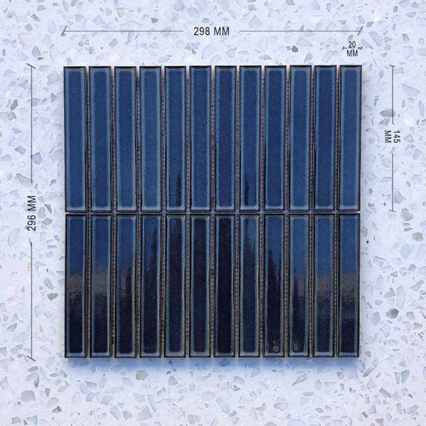 Kit Kat Denim Blue Concave Mosaic 145x20 - Stone and Tile Projects