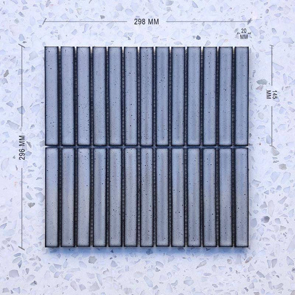 Kit Kat Light Grey Concave Mosaic 145x20 - Stone and Tile Projects