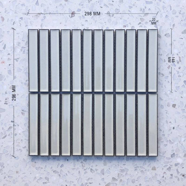 Kit Kat Linen White Concave Mosaic 145x20 - Stone and Tile Projects
