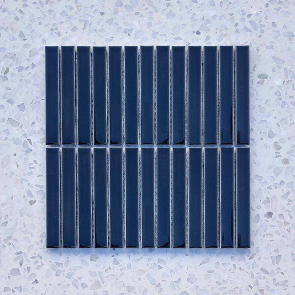 Kit Kat Midnight Blue Concave Mosaic 145x20 - Stone and Tile Projects