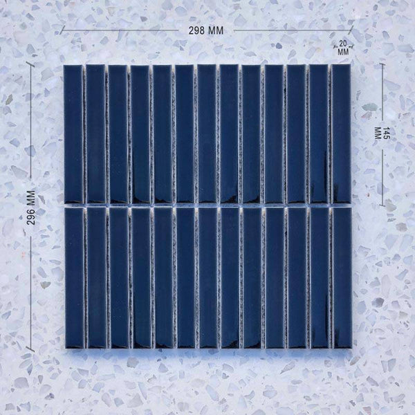 Kit Kat Midnight Blue Concave Mosaic 145x20 - Stone and Tile Projects