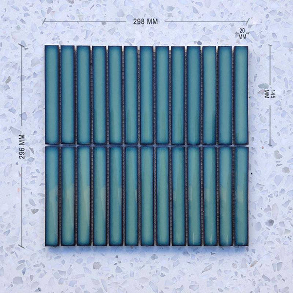 Kit Kat Mint Concave Mosaic 145x20 - Stone and Tile Projects