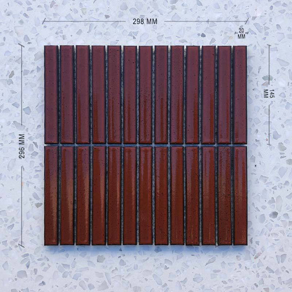 Kit Kat Terracotta Concave Mosaic 145x20 - Stone and Tile Projects