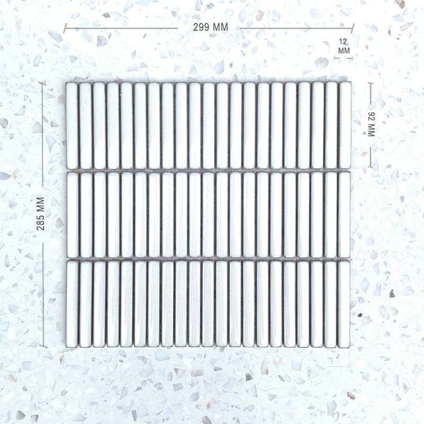 White Cool Stix Porcelain Mosaic 92x12 - Stone and Tile Projects