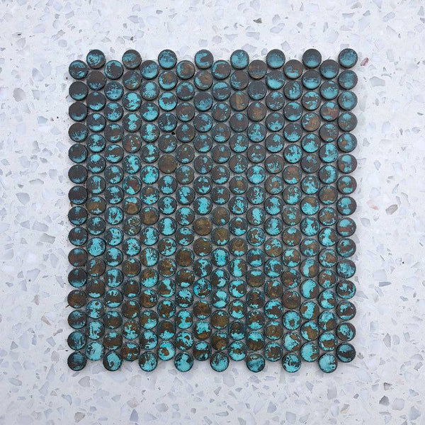 Copper Deluxe Jade Penny Round Mosaic - Stone and Tile Projects