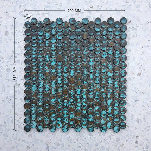 Copper Deluxe Jade Penny Round Mosaic - Stone and Tile Projects