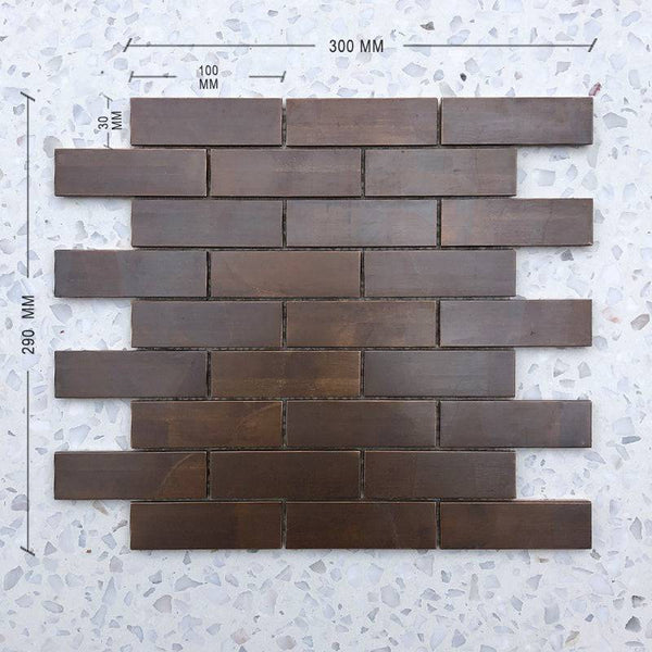 Copper Deluxe Maxi Brick Mosaic - Stone and Tile Projects